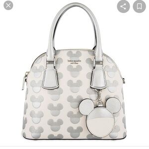 KATE SPADE X Disney Ivory Leather Silver Glitter Mickey Mouse Crossbody Bag NWT